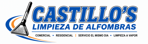 Castillo&rsquo;s Limpieza de Alfombras logo with a carpet-cleaning wand and blue text on white background